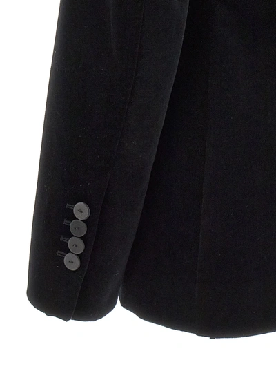 Shop Alberto Biani Velvet Double-breasted Blazer Jackets Black
