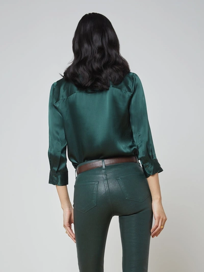 Shop L Agence Dani Blouse In Forest Green