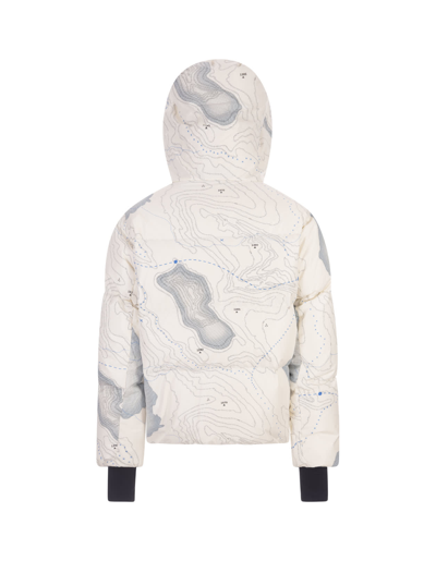 Shop Moncler Blue And White Mazod Short Down Jacket In Bianco