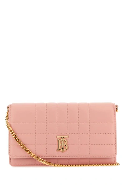 Shop Burberry Woman Pastel Pink Leather Small Lola Crossbody Bag