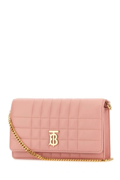 Shop Burberry Woman Pastel Pink Leather Small Lola Crossbody Bag