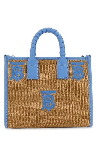 Burberry Woman Raffia Mini Freya Handbag In Brown