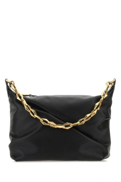 Shop Jimmy Choo Woman Black Leather Diamond Shoulder Bag