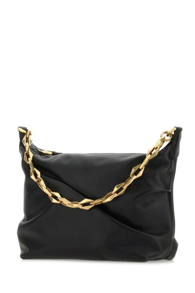Shop Jimmy Choo Woman Black Leather Diamond Shoulder Bag