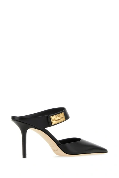 Shop Jimmy Choo Woman Black Leather Nell Mules