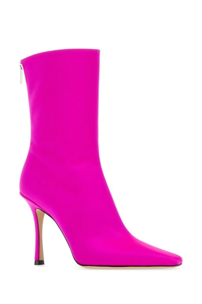 Shop Jimmy Choo Woman Fuchsia Satin Ankle Boots In Pink
