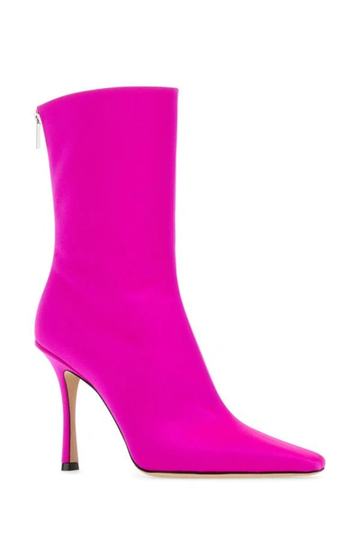 Jimmy Choo Stylish Satin Ankle Boots With 11 Cm Heel Height In Pink