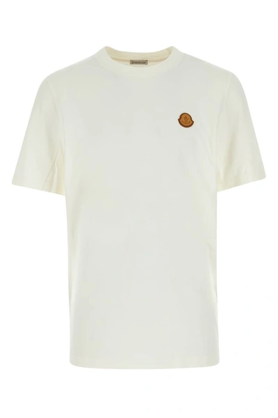 Shop Moncler Man Ivory Cotton T-shirt In White