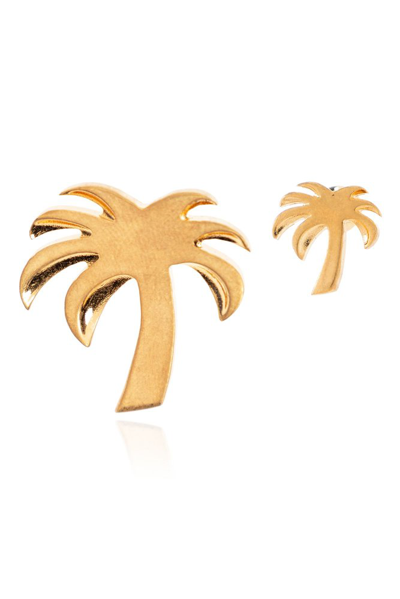 Shop Palm Angels Palm Tree Stud Earrings In Gold