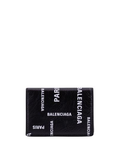 Shop Balenciaga Allover Logo Printed Coin Mini Wallet In Black