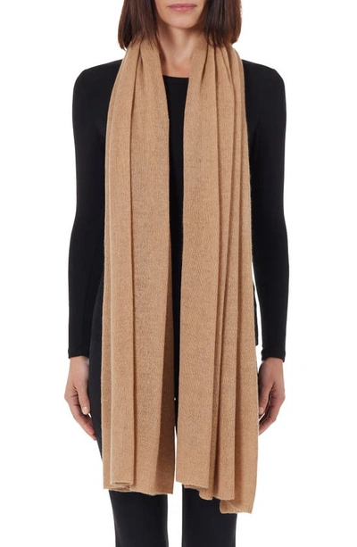Stewart Of Scotland Cashmere Featherweight Scarf In Camel