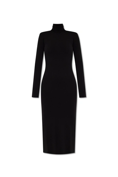 Shop Saint Laurent Wool Turtleneck Dress In Black