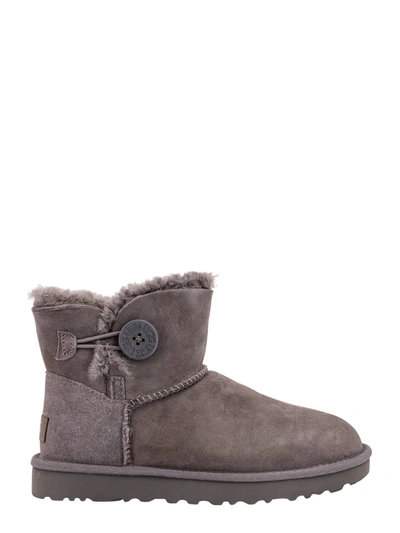 Shop Ugg Mini Baley Button Ankle Boots In Grey