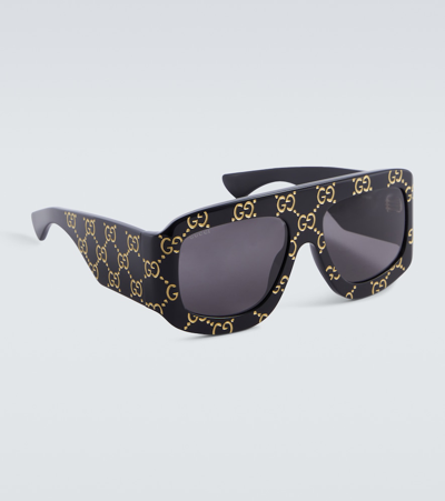 Gucci Eyewear Shield Frame Sunglasses In Black