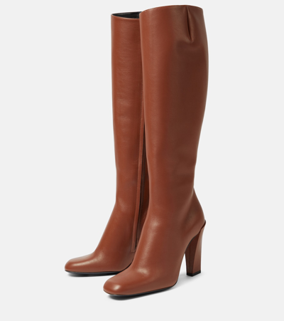 Shop Victoria Beckham Leather Knee-high Boots In Brown