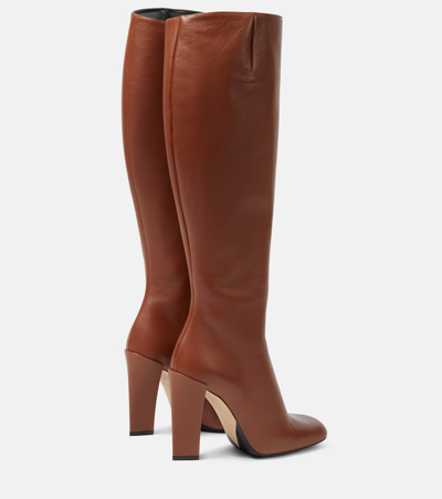 Shop Victoria Beckham Leather Knee-high Boots In Brown