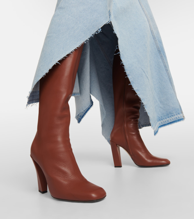 Shop Victoria Beckham Leather Knee-high Boots In Brown