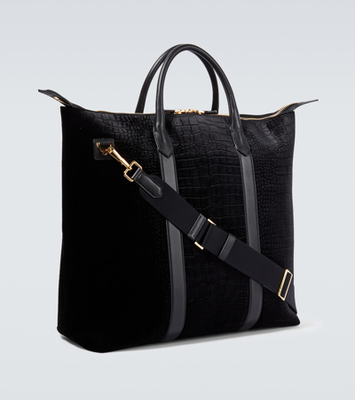 Shop Tom Ford Croc-effect Duffel Bag In Black
