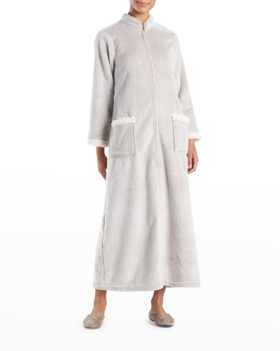 Shop Natori Velour Sherpa Zip-front Lounger In Cashmere