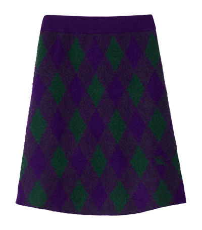 Shop Burberry Wool Argyle Skirt In Purple