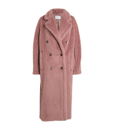 Shop Max Mara Double-breasted Teddy Coat In Pink