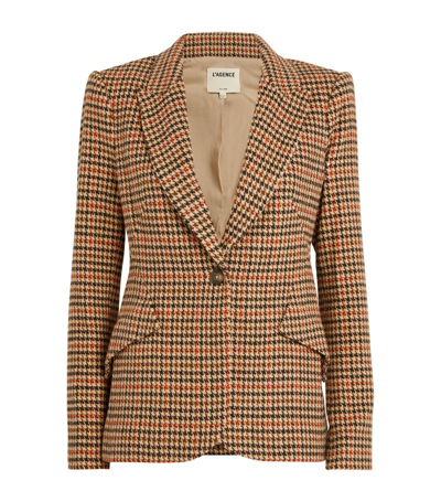 Shop L Agence Houndstooth Chamberlain Blazer In Brown