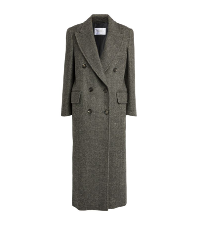 Shop Max Mara Wool Herringbone Coat In Grey