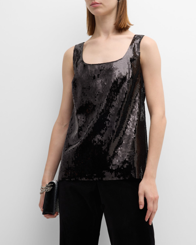 Shop Kobi Halperin Gillian Sleeveless Scoop-neck Sequin Blouse In Black