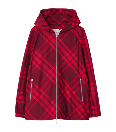 Shop Burberry Hooded Check Field Jacket In Pink