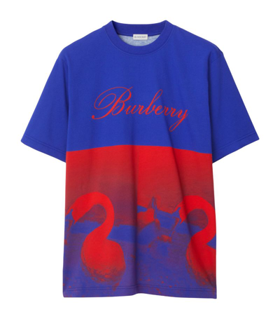 Shop Burberry Swan Print T-shirt In Purple