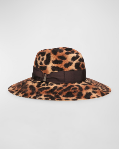 Shop Borsalino Sophie Leopard-print Felt Fedora Hat In Var 2 Cinta 0054