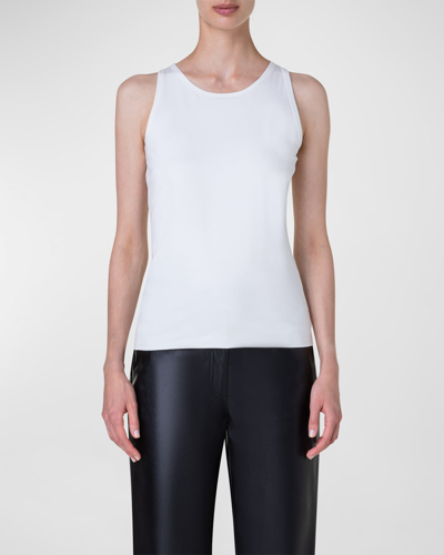 Shop Akris Punto Modal Jersey Fitted Tank Top In Cream