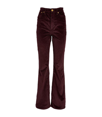 Shop Rag & Bone Casey Corduroy High-rise Flared Jeans In Burgundy