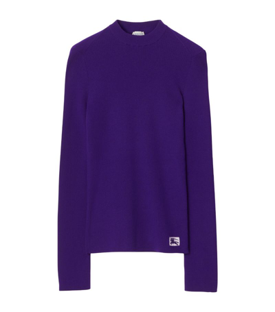Shop Burberry Wool-blend Ekd Sweater In Purple