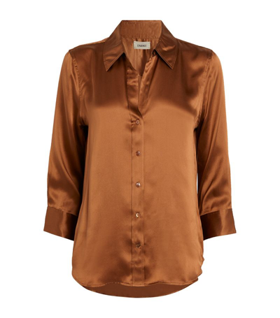 Shop L Agence Silk Dani Shirt In Brown