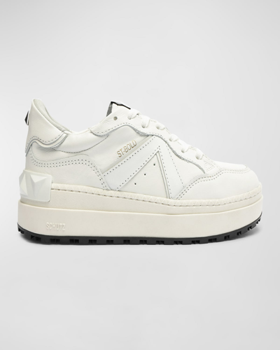 Shop Schutz Leather Low-top Sneakers In White