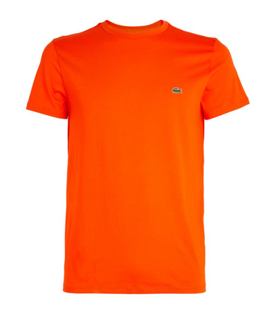 Shop Lacoste Pima Cotton T-shirt In Orange