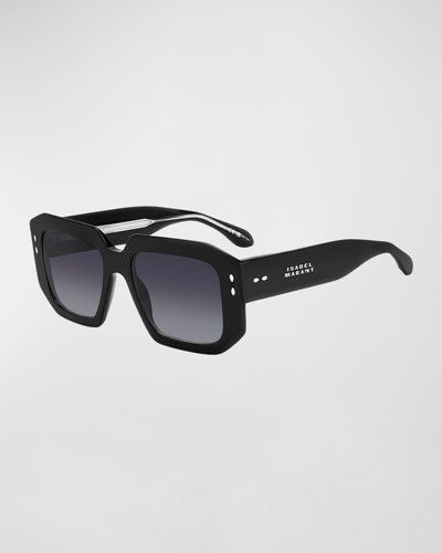 Shop Isabel Marant Gradient Acetate Square Sunglasses In Black
