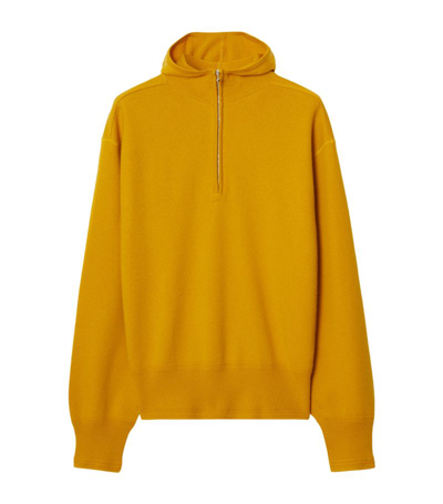 Shop Burberry Wool Half-zip Hoodie In Yellow