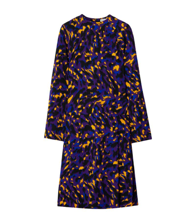 Shop Burberry Camouflage Print Dress In Blue