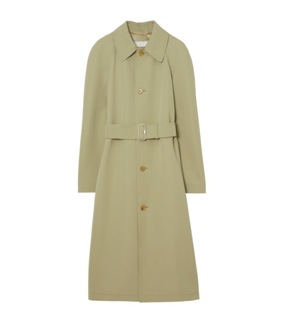 Shop Burberry Wool Trench Coat In Green