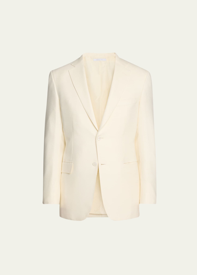 Shop Brioni Men's Wool-silk Gabardine Dinner Jacket In White