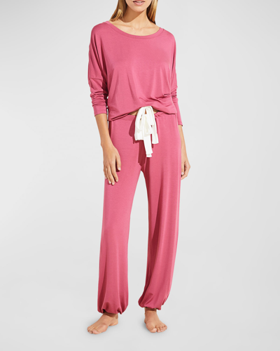 Shop Eberjey Gisele Slouchy Pajama Set In Raspberry Ivory