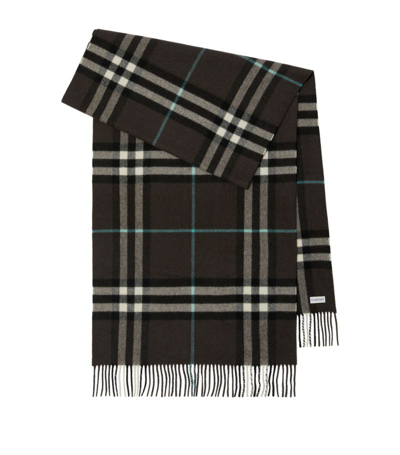 Shop Burberry Cashmere Check Print Scarf In Brown