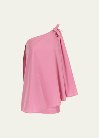 Shop Bernadette Benedicte One-shoulder Cape Mini Dress In Winter Pink