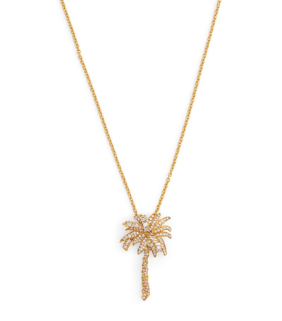Shop Anita Ko Large Yellow Gold And Diamond Palm Tree Pendant Necklace