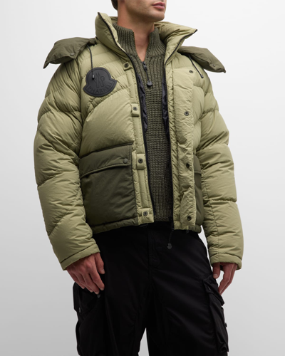 Shop Moncler Genius Moncler X Pharrell Williams Men's Nylon Chestnut Puffer Coat In Dark Green