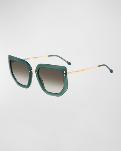 Shop Isabel Marant Gradient Mixed-media Butterfly Sunglasses In Goldgreen