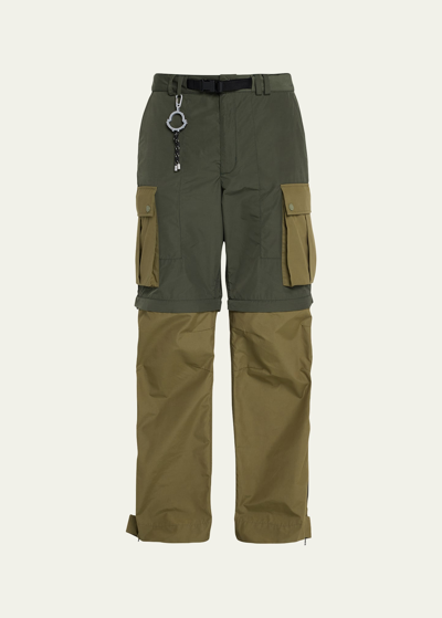 Shop Moncler Genius Moncler X Pharrell Williams Men's Zip-off Colorblock Cargo Pants In Dark Green