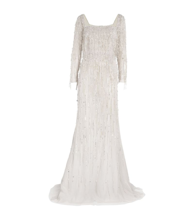 Shop Georges Hobeika Bead-embellished Gown In Silver